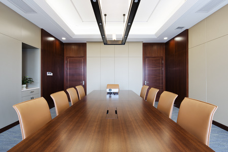 bit wooden painted table in modern meeting roomのeditorial素材
