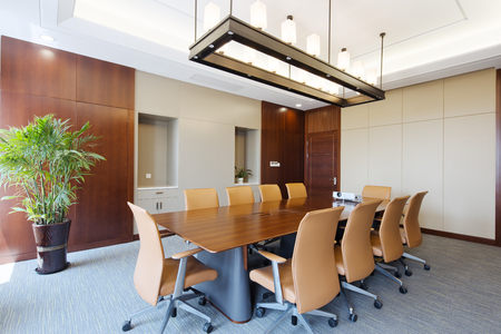 bit wooden painted table in modern meeting roomのeditorial素材
