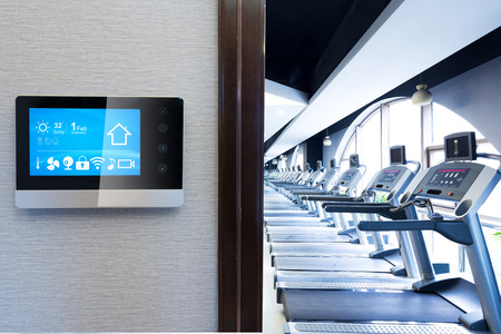 smart screen with smart home and modern gymのeditorial素材