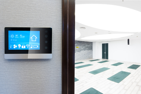smart screen with smart home and modern gymのeditorial素材