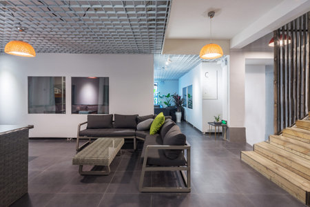 design and decoration of modern living room in company