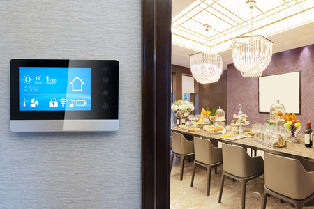 smart screen with smart home and modern staircaseのeditorial素材
