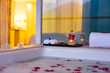 interior of modern spa bathroom in luxury hotelのeditorial素材