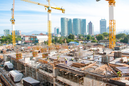 construction site in midtown of kuala lumpur in cloud sky