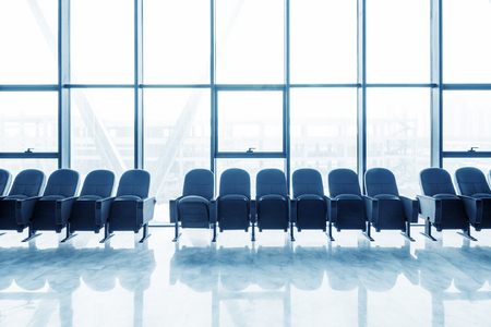 modern business hall interior with glass wallのeditorial素材