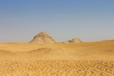 Lost egyptian pyramids in Giza desert.の写真素材