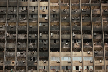 The burned-out building in downtown Cairo.の写真素材
