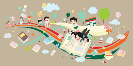 We are going to read lots of interesting bookのイラスト素材
