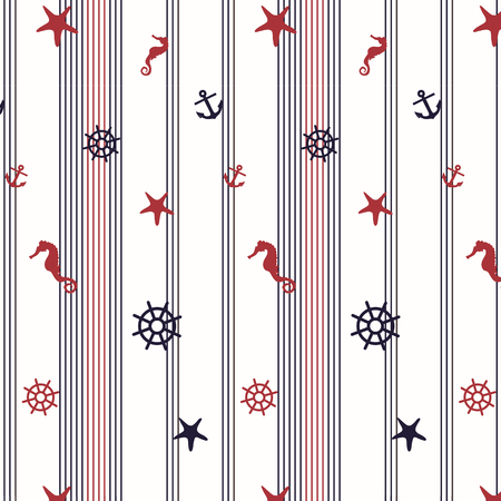 Marine Items with Line Patternのイラスト素材