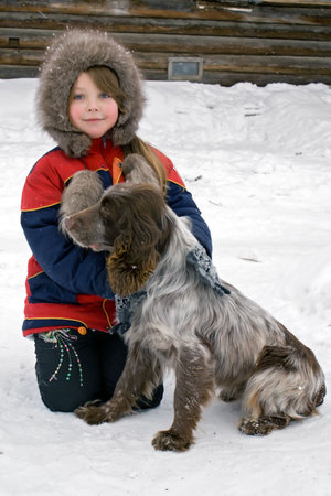 The young girl with a dog