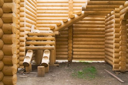 Building of wooden houseの写真素材