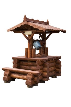 Wooden well with a bucketの写真素材
