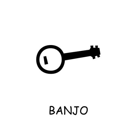 Banjo flat vector icon. Hand drawn style design illustrations.のイラスト素材