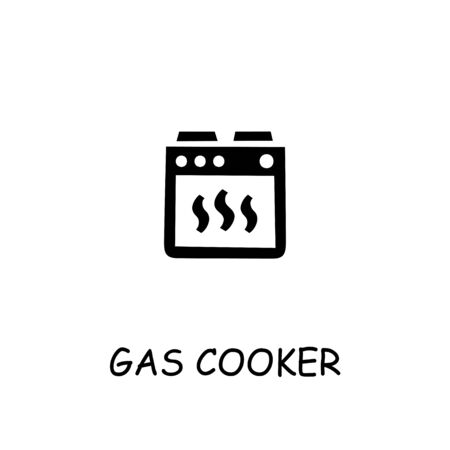 Gas Cooker, Stove flat vector icon. Hand drawn style design illustrations.のイラスト素材