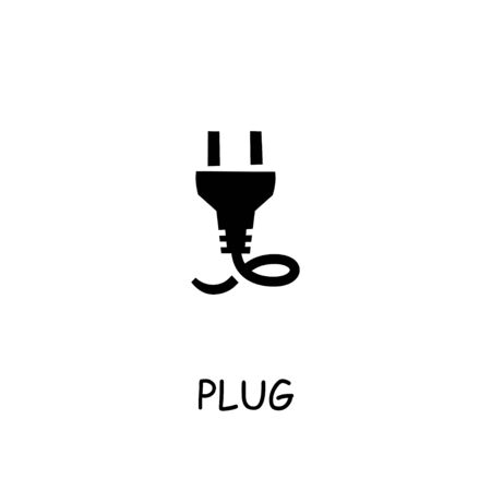 Electric Plug flat vector icon. Hand drawn style design illustrations.のイラスト素材