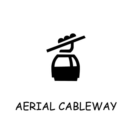 Aerial cableway flat vector icon. Hand drawn style design illustrations.のイラスト素材