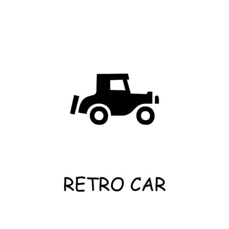 Retro car flat vector icon. Hand drawn style design illustrations.のイラスト素材