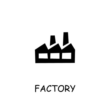 Factory flat vector icon. Hand drawn style design illustrations.のイラスト素材