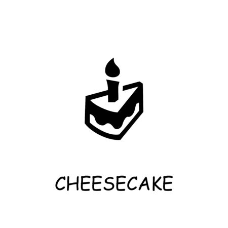 Cheesecake flat vector icon. Hand drawn style design illustrations.のイラスト素材