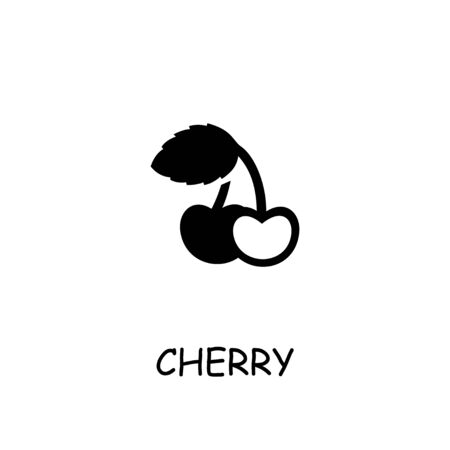 Cherry flat vector icon. Hand drawn style design illustrations.のイラスト素材