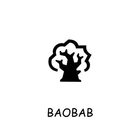 Baobab flat icon. Hand drawn style design illustrations.のイラスト素材
