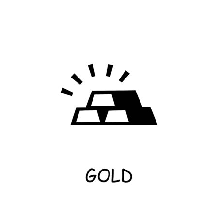 Gold flat icon. Hand drawn style design illustrations.のイラスト素材