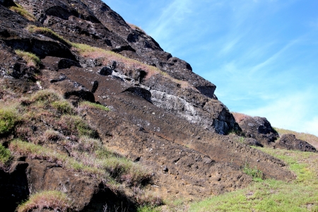 Giant Moai at Quarry, Easter Island, Chile の写真素材
