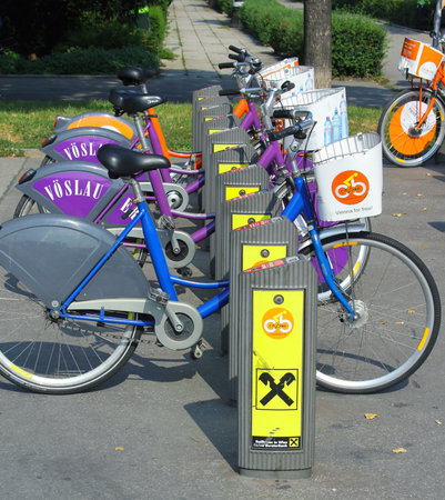 VIENNA, AUSTRIA - SEPTEMBER 5: Citybike station on September 5, 2012 in Vienna. のeditorial素材