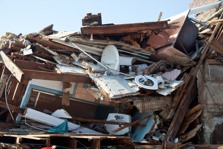 FAR ROCKAWAY, NY - NOVEMBER 11: Destroyed beach house in the aftermath of Hurricane Sandy on November 11, 2012 in Far Rockaway, NY  のeditorial素材