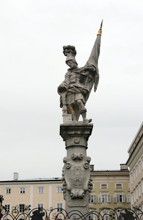  Statue of St. Florian on September 1, 2012 in Salzburg, Austriaのeditorial素材