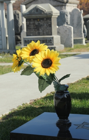 Flowers at the cemeteryの写真素材