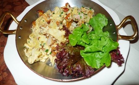 Typical Austrian dish  Chanterelle mushrooms with fried potatoesの写真素材