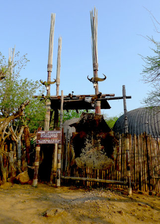 ZULULAND, SOUTH AFRICA - SEPTEMBER 14:  Shakaland Zulu Village in Kwazulu Natal province on September 14, 2009. A unique cultural center built on the set of  movies Shaka Zulu and John Ross.のeditorial素材