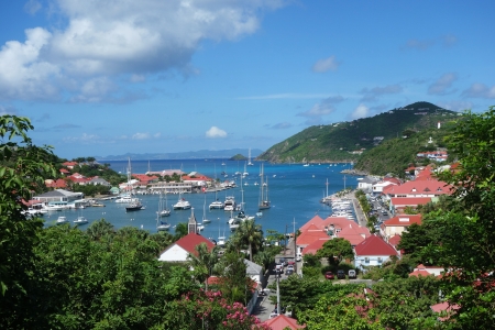 Gustavia Harbor, St  Barths, French West Indiesの写真素材