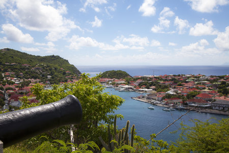 Old cannon on top of Gustavia Harbor, St. Barths, French West indiesのeditorial素材