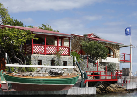 ST BARTH,FRENCH WEST INDIES - NOVEMBER 8: The beautiful Eden Rock hotel on November 8, 2012 at St Barth, French West Indies.Eden Rock St Barths is one of the Top 100 hotels in the world. のeditorial素材