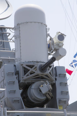 STATEN ISLAND, NEW YORK - MAY 29 The Phalanx gun on US Navy destroyer during Fleet Week 2012 on May...