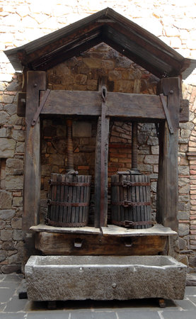Wine press basket style made in 1780 originated from rural Tuscanyのeditorial素材