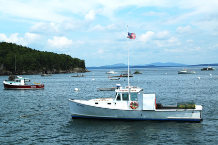 Lobster boats at French Bay near Bar Harbor, Maine