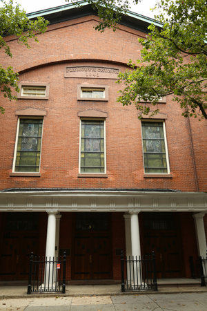BROOKLYN, NY - JULY 13: Plymouth Church of the Pilgrims on July 13, 2013. Plymouth Church is an historic church in Brooklyn, The church was added to the National Register of Historic Places in 1961のeditorial素材