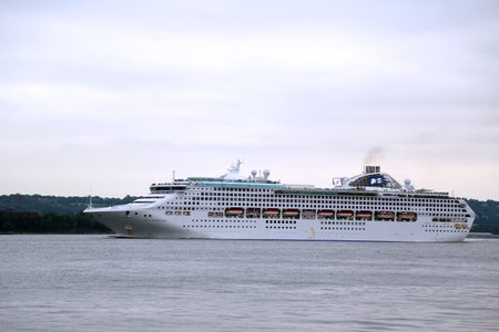 NEW YORK - JULY 25: Sea Princess Cruise Ship in New York Harbor on July 25, 2013. Sea Princess visit New York as a part of Princess World Cruise 104-Day Roundtrip from Sydney, Australia のeditorial素材