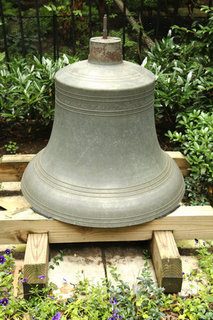 BROOKLYN, NY - JULY 13: Bell at the Plymouth Church of the Pilgrims in Brooklyn Heights on July 13, 2013. Plymouth Church was added to the National Register of Historic Places in 1961のeditorial素材