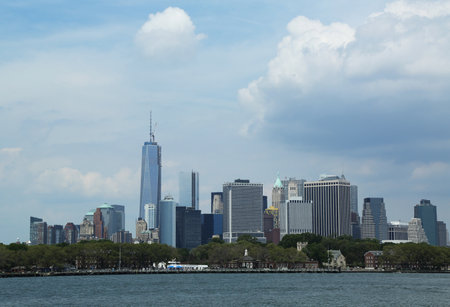 Lower Manhattan and Financial District skyline panorama のeditorial素材