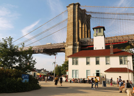 BROOKLYN, NEW YORK - JULY 27: Brooklyn Bridge Park on July 27, 2013. Brooklyn Bridge Park is an 85-acre park on Brooklyn s East River Shorelineのeditorial素材