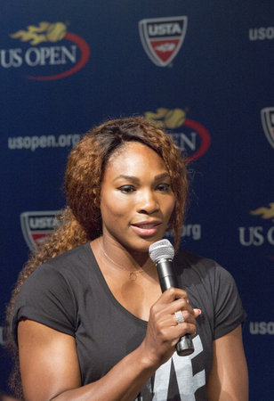 FLUSHING, NY - AUGUST 22  Sixteen times Grand Slam champion Serena Williams at the 2013 US Open Draw Ceremony in Flushing on August 22, 2013 のeditorial素材