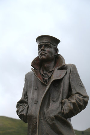 SAN FRANCISCO,CA - MARCH 28  The Lone Sailor statue in San Francisco on March 28, 2013  Bronze sculpture created by Stanley Bleifeld in 1987,is a tribute to all the personnel of the sea servicesのeditorial素材
