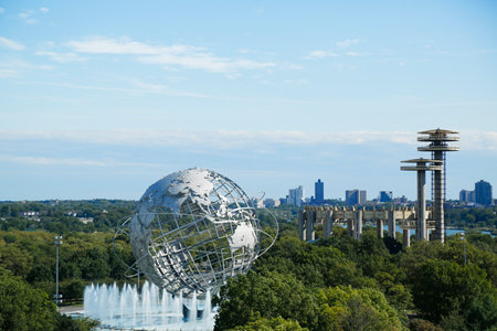 FLUSHING, NY - SEPTEMBER 5 1964 New York World s Fair Unisphere in Flushing Meadows Park on September 5, 2013  It is the world s largest global structure, rising 140 feet and weighing 700 000 poundsのeditorial素材