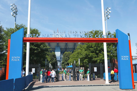 FLUSHING, NY - SEPTEMBER 9  Billie Jean King National Tennis Center South Plaza on September 9, 2013 in Flushing, NY  It is home for US Open tennis championship, last Grand Slam of the year のeditorial素材