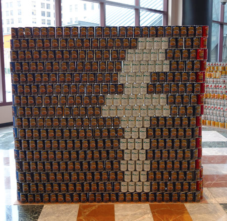 NEW YORK - NOVEMBER 10  Food sculpture presented at 21st Annual NYC Canstruction competition in New York on November 10, 2013  Teams build large scale sculptures out of canned food for food driveのeditorial素材