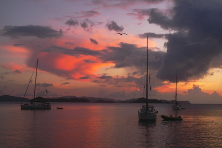 Sunset near Tortola, British Virgin Islandsの写真素材